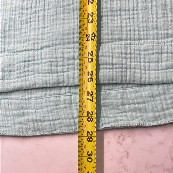 L.L. Bean Top Tunic Gauzy Cotton Relaxed Fit Mandarin Collar Pastel Green 1X - Picture 6 of 6